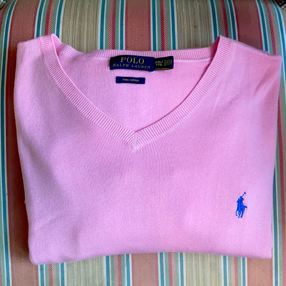 Polo knit V-neck long sleeve.